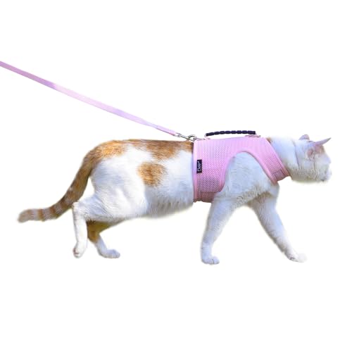 Cat Harness and Leash Set for Walking Escape Proof (Pink / XL 11-20 lbs)