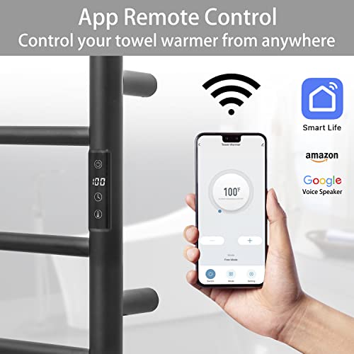 Smart WiFi Towel Warmer Wall Mounted with Built (Wifi Version / Matte Black-4 Bars)