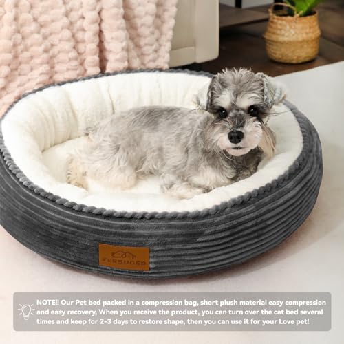 20in Dark Grey Round Dog Bed Sofa for Dogs Cats (Dark Grey / Small)
