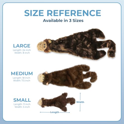 2-in-1 Stuffless Squeaky Dog Toy - Cow, Monkey, Small (Multicolor/Monkey & Cow / Small)