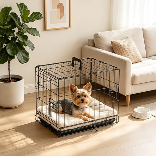18" Foldable Metal Dog Crate (Black)