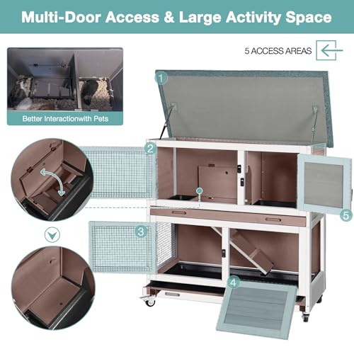36" 2 Story Wooden Rabbit Hutch with Chew ((Brown-AIR77))