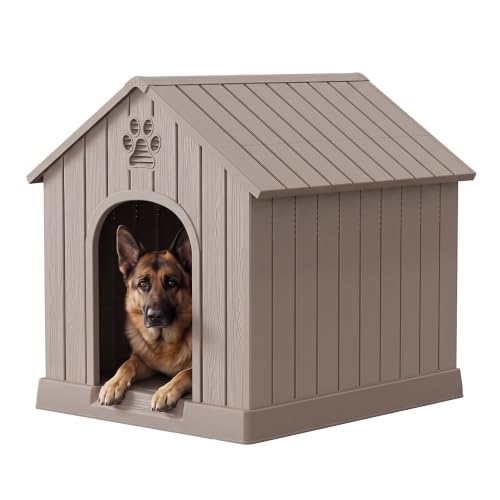 Sturdy Dog House Outdoor Dog Kennel (Classic Grey / Large Dog:38 Inch)
