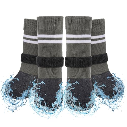 Anti Slip Dog Boots & Paw Protectors for Hardwood Floor (Grey / Medium(Paw width 2.04in/5.2cm))