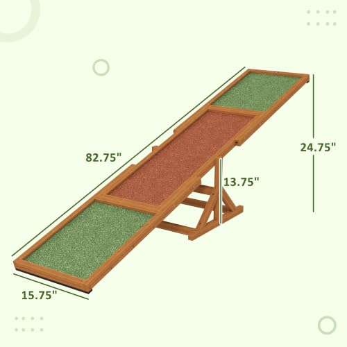 Wooden Dog Agility Seesaw for Training and Exercise (82.7" x 15.7" x 13.8" / Orange)
