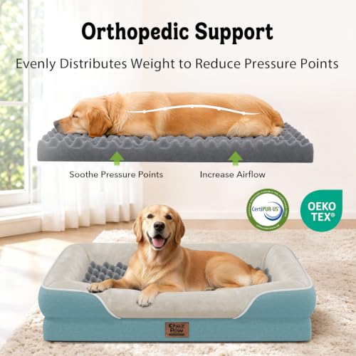 Orthopedic Waterproof Dog Bed for Large Sized Dogs (Azure / 45"L x 35"W x 7.5"Th)