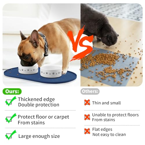 Dog Food Mat Spill (Navy Blue / 19"L x 12"W)