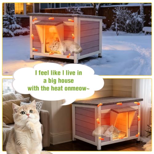 Outdoor Cat House with Insulated Liner Feral Cat Shelter for Winter (Compact Cat House - 23.6"W)