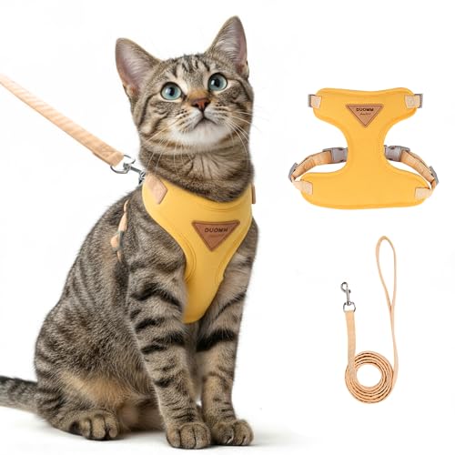 Escape Proof Cat Harness and Leash Set (Yellow / L)