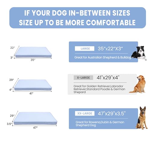 Cooling Dog Bed for Large Dogs (Blue / Large-35"x 22" x 3")