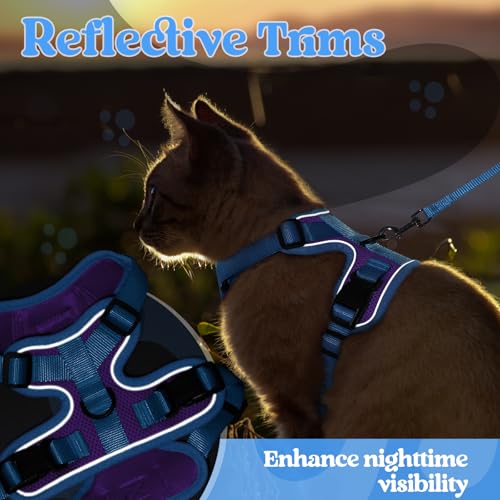 Cat Harness and Leash Set (Purple & Blue / S)