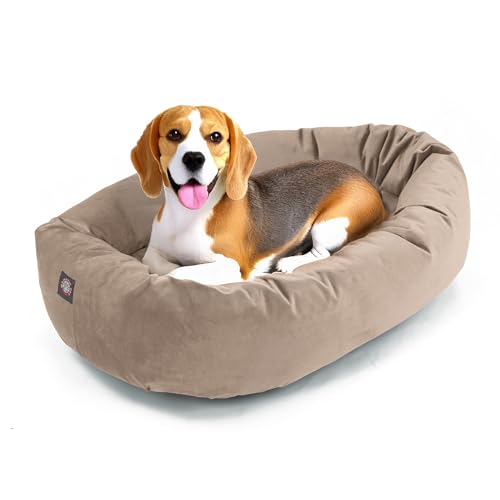 32 Inch Micro Velvet Calming Dog Bed Washable (Pearl)