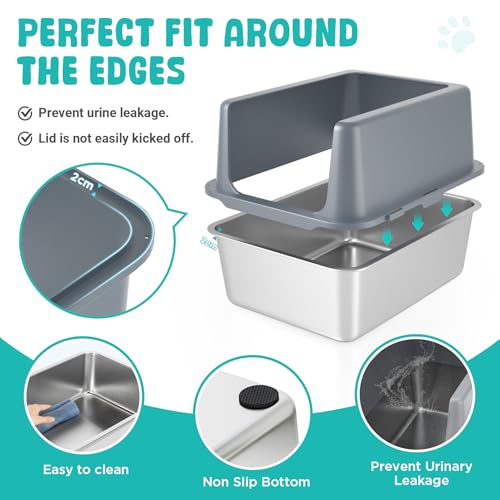 Litter Box with Lid (12" High / Grey)