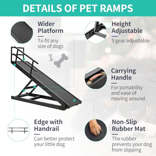 Dog Ramp for Bed & Couch (Black / L-for 27.5''H Bed)