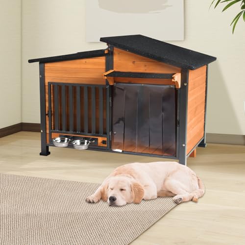 Outside Chew Resistant Dog House with Metal Frame (Wood / L)