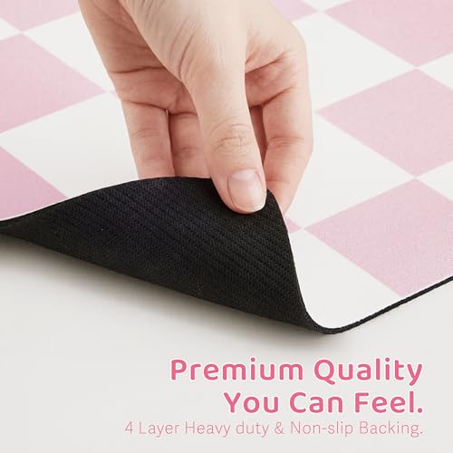 Checkered Dog Feeding Mat (19"L x 12"W / Pink)
