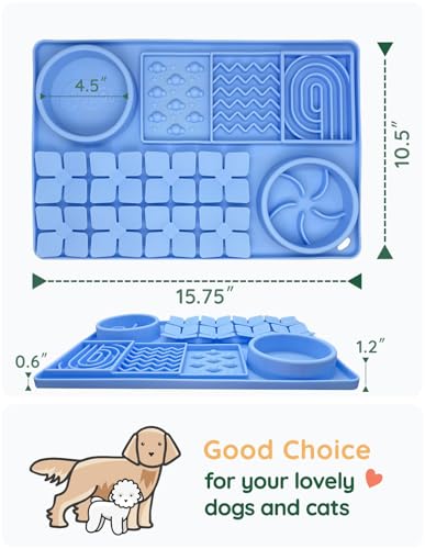 Slow Feeder Bowl for Dogs and Cats (Light Blue)