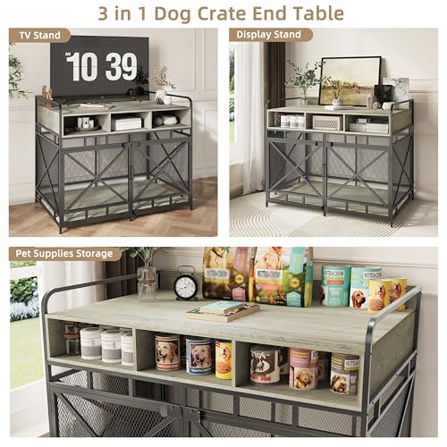Dog Crate Furniture (48"L x 27.6"W x 36"H / Grey)