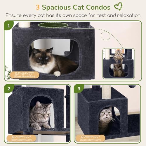Large Cat Tree for Large Adult Cats (Dark Grey)