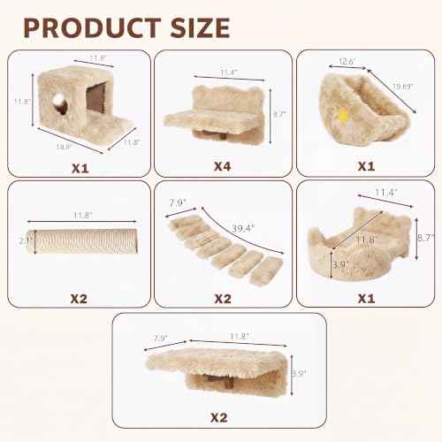 Cat Wall Furniture (Beige / 13 Piece Set)
