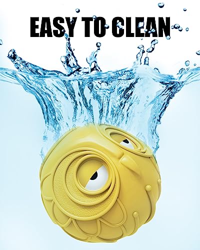 Giggle Ball for Dogs Owl Toys for Puppy Interactive Dog Toy Medium Large Dogs Natural Rubber Cute Hoot Fun Gift for Dog (Yellow)