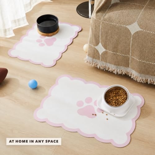 Scalloped Dog Feeding Mat (Pink / 22"L x 17"W)