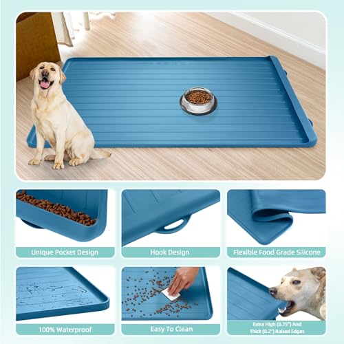 Dog mat for Food and Water (Navy / 39.4''x27'')