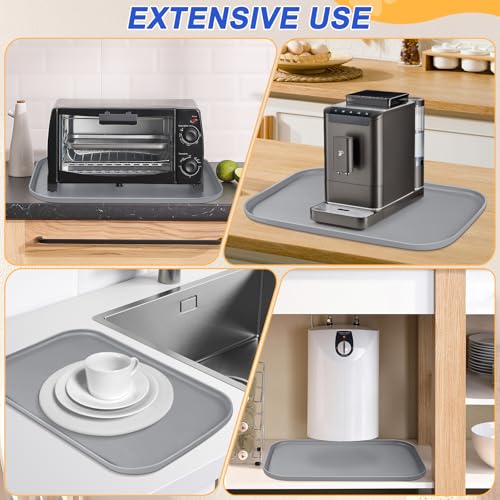 Waterproof Silicone Pet Food Mat with Raised Edge for Dog & Cat (Light Gray / 24"L x 16"W)