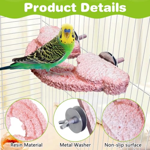 3PCS Bird Beak Grinding Stone Resin Bird Perch Stand Grinding Claw Clouds Birds Cage Perch Parrot Climbing Chewing Toys Parakeet Cage Accessories for Budgies Cockatiels Conures