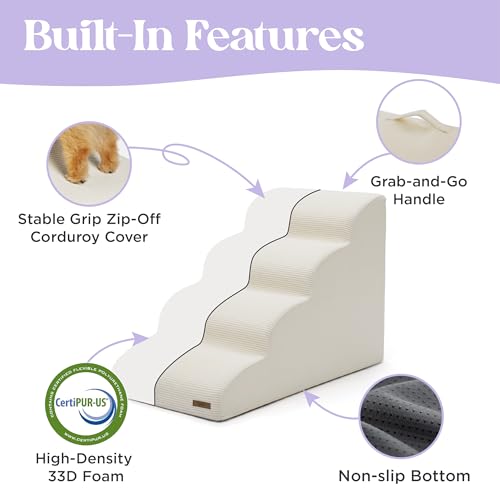 Lesure Dog Stairs for Small Dogs (Beige / 5-Step (H: 22.8IN))