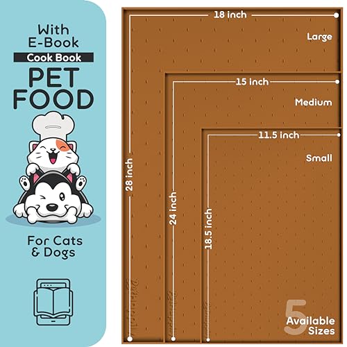 Dog Food Mat 24x15 Raised Edges Dogs Mat for Food and Water Prevent Spill (24"L x 15"W / Paprika)