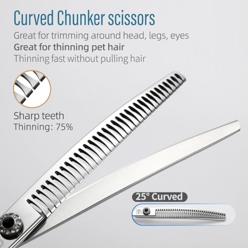 FENICE Professional Pet Grooming Scissors (Curved Chunker / 7.0 inch)