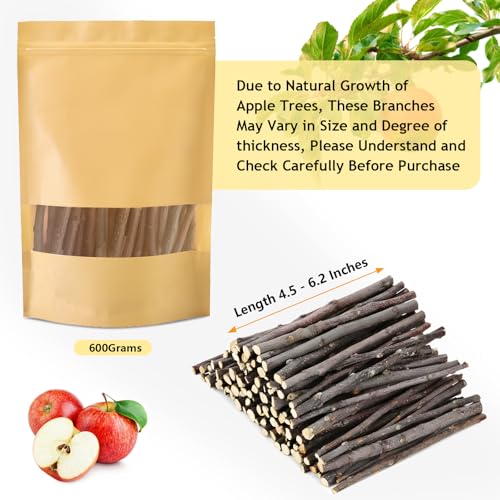 600g Organic Apple Sticks Small Animals Molar Wood Treats Toys for Chinchillas Guinea Pig Rabbits Hamster Gerbil Parrot Bunny Chew Stick Toys (1.33 Pound (Pack of 1))