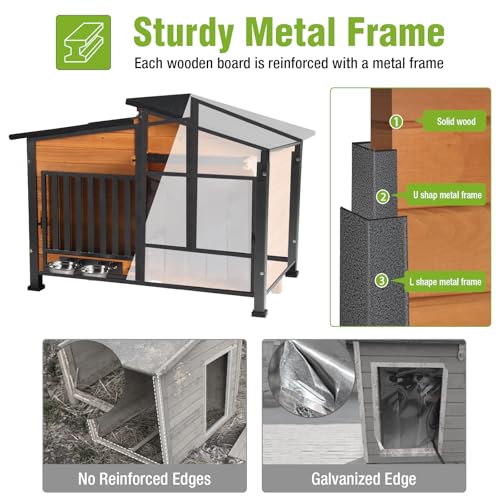 Heated Dog House Outdoor Dog Kennel with Safe Heated Pad