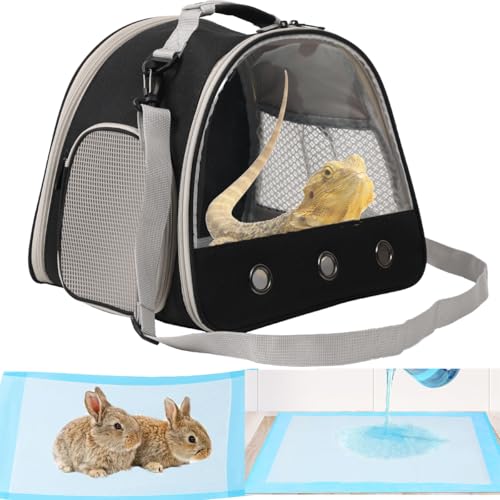 Small Animal Travel Carrier with Absorbent Pad Set (Black)