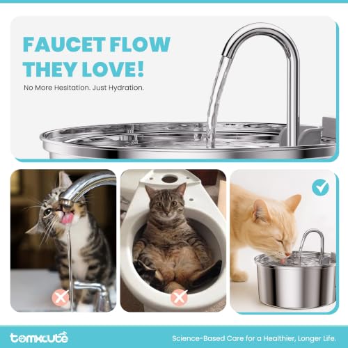 Cat Water Fountain Stainless Steel with 8 filters