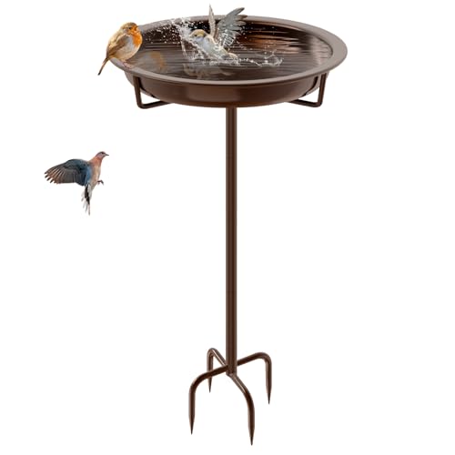 Metal Bird Bath for Outside (Brown)