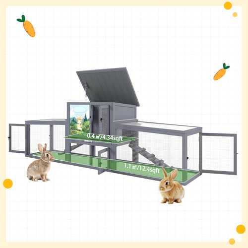 Outdoor Deluxe Rabbit Hutch Health Bundle (Gray White)