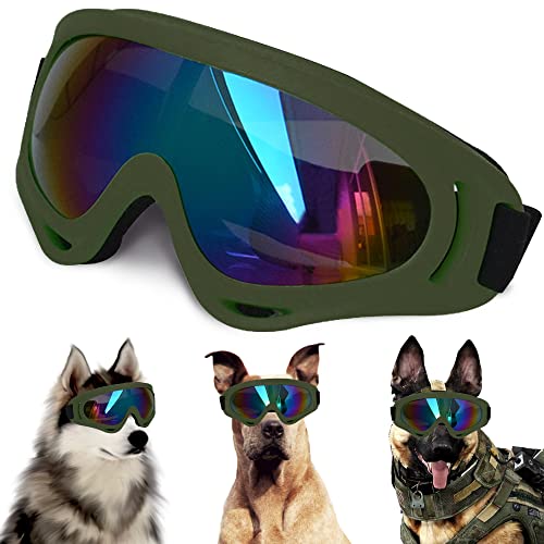 Large Dog Sunglasses (Army Green Frame&Colorful Lens&L)