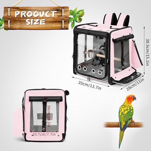Bird Carrier with Seat Belt for Car Travel (13.5"L x 10.0"W x 15.5"H / Pink)
