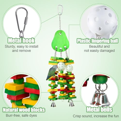 Large Bird Parrot Toys for Cockatoos African Grey Macaws Amazon Parrots (Green)