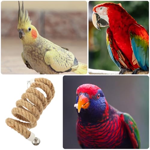Bird Rope Perch Parrot Stand Rope Toy with Stable Clips 59.05 in Hanging Swing for Parakeets Lovebirds Cockatiels Bird Cage Accessory