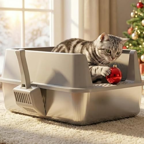 Stainless Steel Litter Box (XL-Light Gray:23"x14.6"x10")