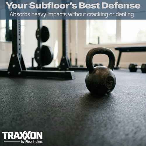 Traxxon by FlooringInc Rubber Gym Flooring Roll (Black / 180"L x 48"W x 0.5"Th)