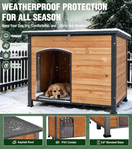 Large Heated Outdoor Dog House with Heating Pad