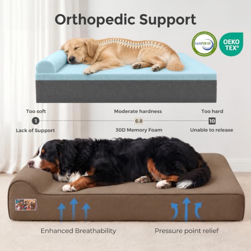 Orthopedic Dog Beds for Large Dogs (X-large / Brown)