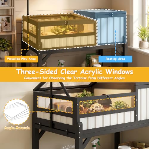 Tortoise Enclosure Indoor with Storage Shelf & Adjustable Light Stand (39"L x 22.8"W x 33.1"H)