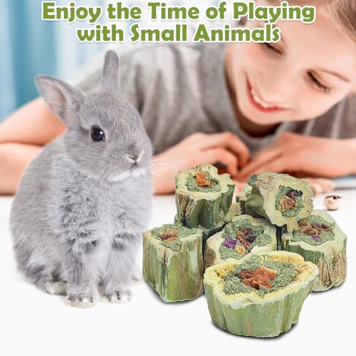 Rabbit Chew Toys Natural Baked Papaya Wood Bunny Molar Treats Contain Alfalfa Grass Apple Carrot and Purple Sweet Potato Filling for Hamsters Guinea Pigs Chinchillas Teeth Grinding