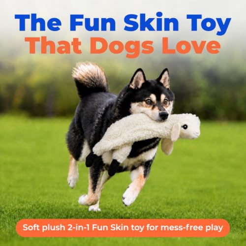 2-in-1 Stuffless Squeaky Dog Toy - Sheep, Medium (Grey/Sheep / Medium)