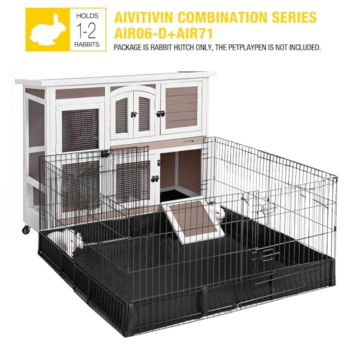 Rabbit Hutch Indoor Bunny Cage with Wheels Outdoor Rabbit Cage Two Story Guinea Pig Cage with No Leak Tray 47 inch